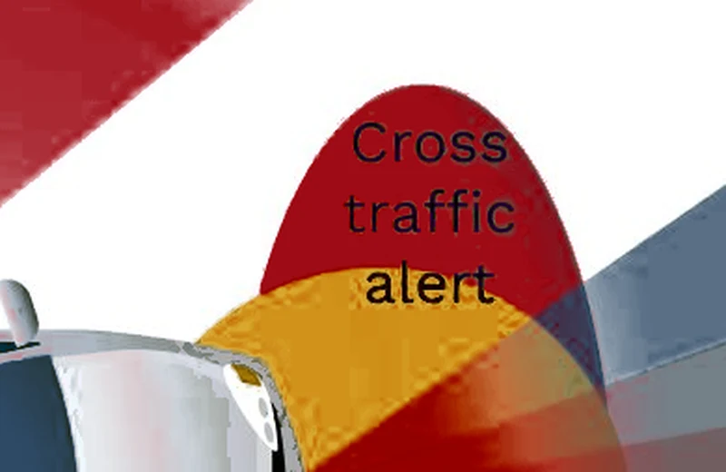 The front corner zone that warns of cross traffic